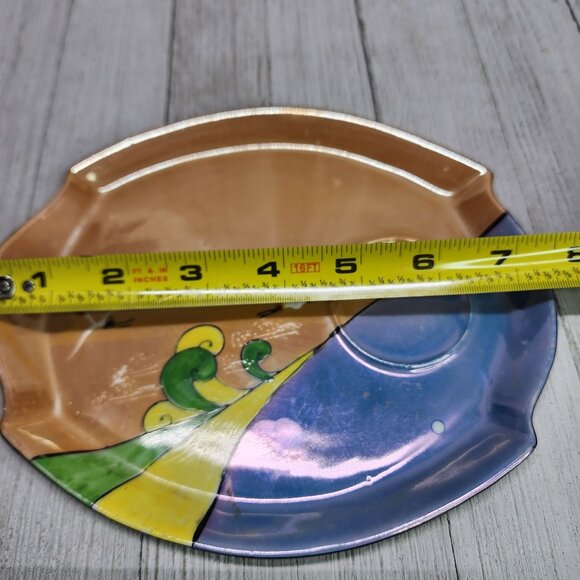 Vintage Gold Castle Chikusa Snack Plate Hand Painted Crane Ocean Wave - Picture 6 of 6